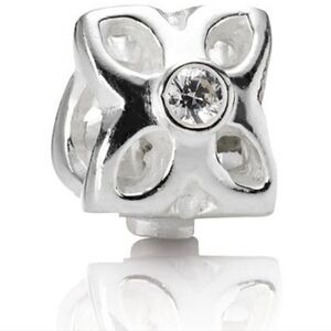 Pandora Four Petal Flower Clear CZ Charm